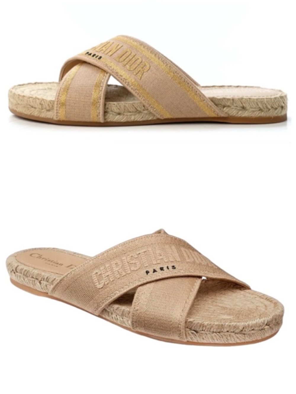 Christian Dior Granville Espadrille Slides Sandals Slides Natural 37.5/7.5 [CH]